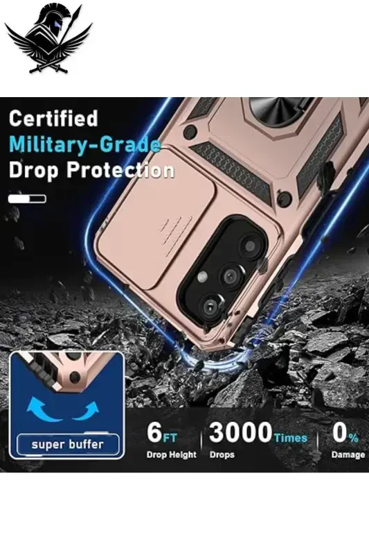 Redmi 10C COMPATIBLE Armored Sliding Stand Ring Case-RED - 6