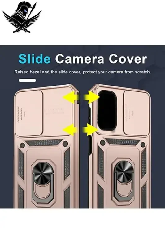 Redmi 10C COMPATIBLE Armored Sliding Stand Ring Case-SILVER - 3