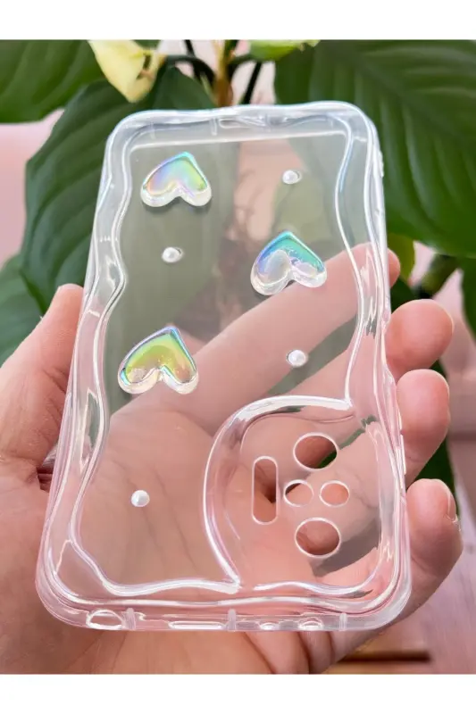 Redmi Note 10 Pro Kılıf 3D Kalpli İnci Tasarımlı Desenli Kamera Korumalı Şeffaf Silikon Kapak-Desi Mina - 4