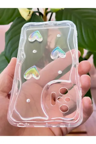 Redmi Note 10 Pro Kılıf 3D Kalpli İnci Tasarımlı Desenli Kamera Korumalı Şeffaf Silikon Kapak - Desi Mina - 4