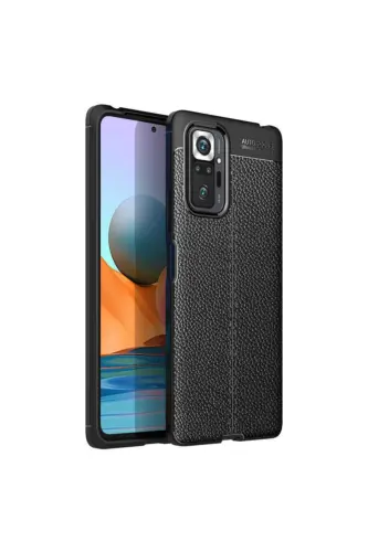 Redmi Note 10 Pro Kılıf Deri Görünümlü Armor Silikon Kapak - Rug 