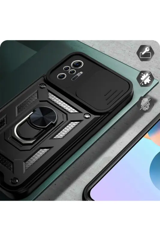 Redmi Note 10 Pro Kılıf Kamera Korumalı Sürgülü Yüzüklü Armor Military Tank-Raptor - 3