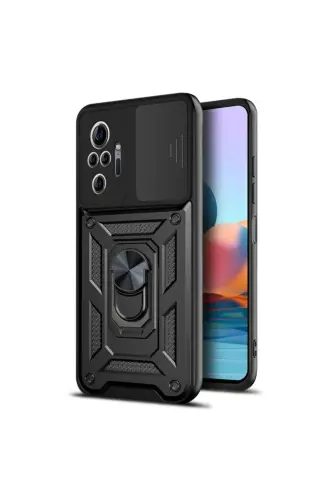 Redmi Note 10 Pro Kılıf Kamera Korumalı Sürgülü Yüzüklü Armor Military Tank - Raptor 