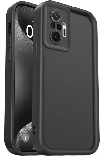 Redmi Note 10 Pro Kılıf Kamera Korumalı Yumuşak Dokulu Darbe Emici Siyah Silikon Kapak - Tombik Siyah 