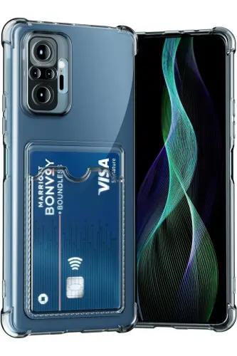 Redmi Note 10 Pro Kılıf Kamera ve Köşe Korumalı Arkası Kartlıklı Cüzdanlı Darbe Emici Kapak-Kartlıklı 