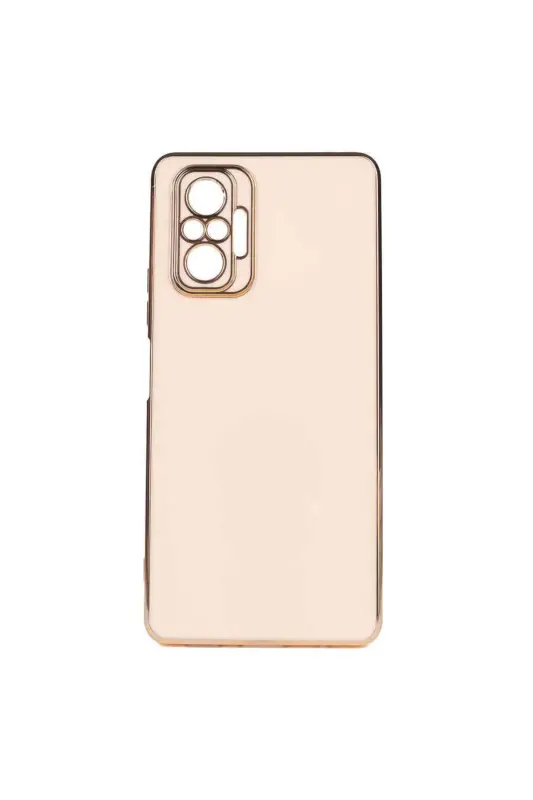 Redmi Note 10 Pro Kılıf Parlak Kenarlı Altın Işlemeli Kamera Korumalı Kapak-Gold Rose - 3