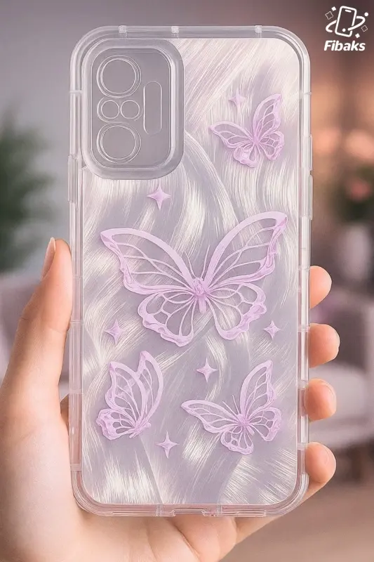 Redmi Note 10 Pro Kılıf Sök Tak Kamera Korumalı Parlak Hologramlı Kelebek Desenli Darbe Emici - IMD Kelebek - 3