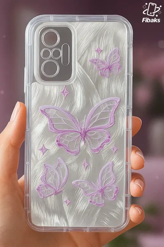 Redmi Note 10 Pro Kılıf Sök Tak Kamera Korumalı Parlak Hologramlı Kelebek Desenli Darbe Emici-IMD Kelebek - 2