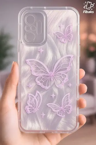 Redmi Note 10 Pro Kılıf Sök Tak Kamera Korumalı Parlak Hologramlı Kelebek Desenli Darbe Emici-IMD Kelebek - 3