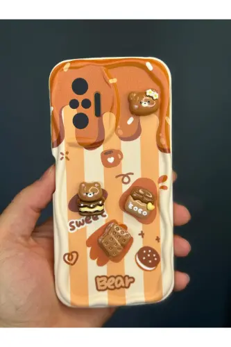 Redmi Note 10 Pro Kılıf Tasarımlı Desenli Kamera Korumalı Ayıcık Bisküvi Renkli Cofffe Silikon Kapak-Cici Bisküvi - FIBAKS (1)