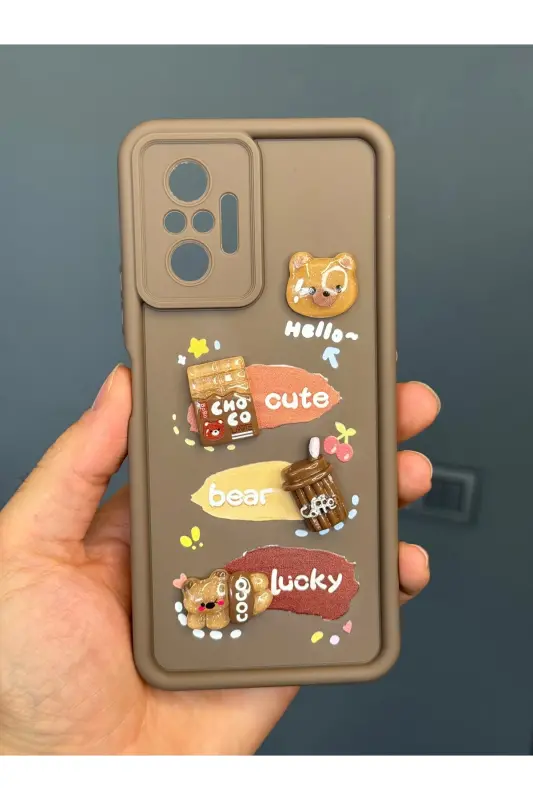 Redmi Note 10 Pro Kılıf Tasarımlı Desenli Kamera Korumalı Ayıcık Kahve Renkli Silikon Kapak-Cute Coco - 2