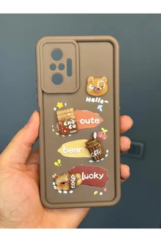 Redmi Note 10 Pro Kılıf Tasarımlı Desenli Kamera Korumalı Ayıcık Kahve Renkli Silikon Kapak-Cute Coco - 2