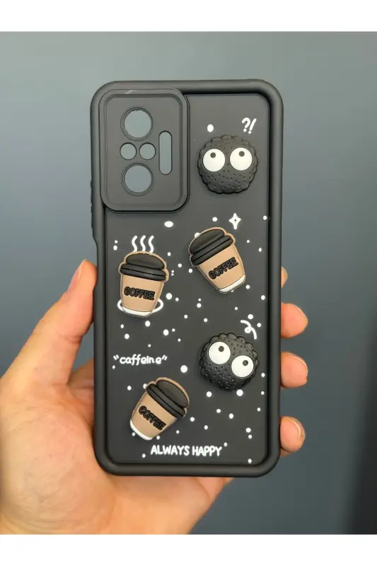 Redmi Note 10 Pro Kılıf Tasarımlı Desenli Kamera Korumalı Coffee Kurabiye Siyah Yumuşak Silikon Kap-Cute Coffe - 2