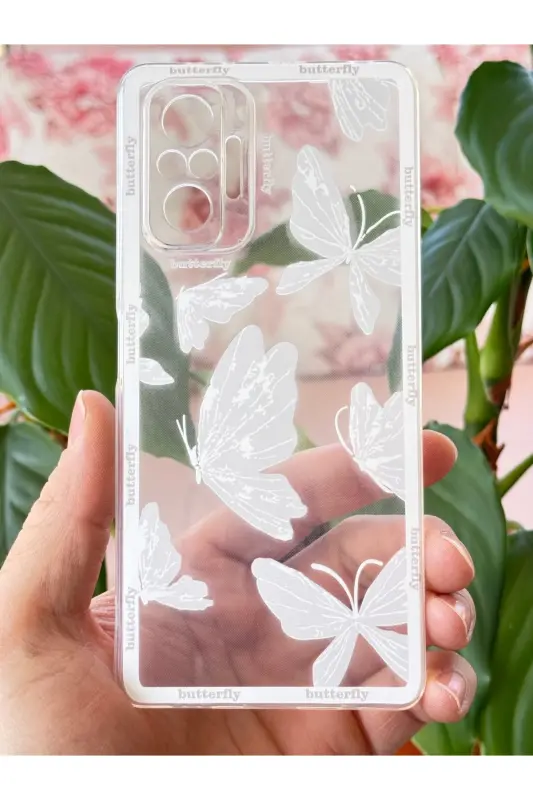 Redmi Note 10 Pro Kılıf Tasarımlı Desenli Kamera Korumalı Şeffaf Kelebek Esnek Silikon Kapak-Desi Kelebek - 3