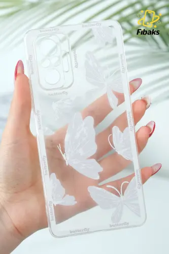 Redmi Note 10 Pro Kılıf Tasarımlı Desenli Kamera Korumalı Şeffaf Kelebek Esnek Silikon Kapak - Desi Kelebek 