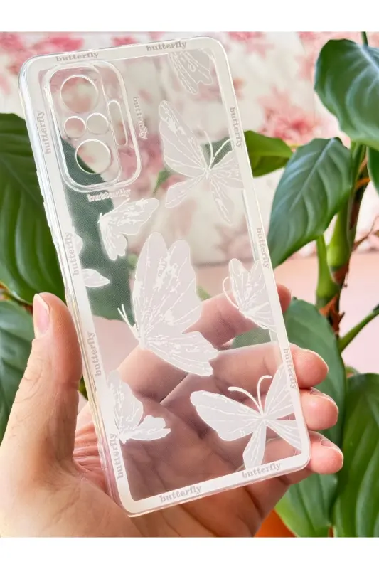 Redmi Note 10 Pro Kılıf Tasarımlı Desenli Kamera Korumalı Şeffaf Kelebek Esnek Silikon Kapak - Desi Kelebek - 2