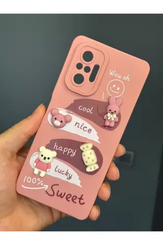Redmi Note 10 Pro Kılıf Tasarımlı Desenli Kamera Korumalı Tavşan Pembe Yumuşak Silikon Kapak-Cute Sweet - 4