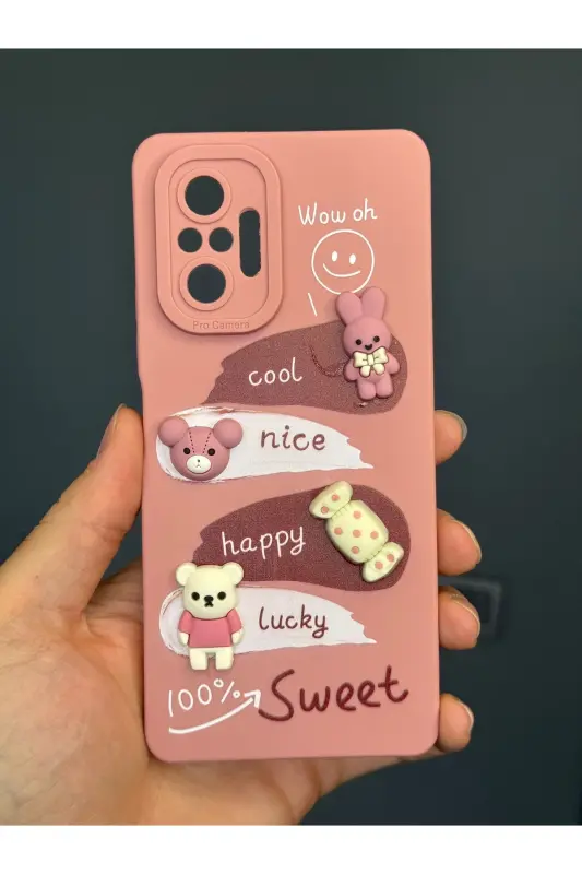 Redmi Note 10 Pro Kılıf Tasarımlı Desenli Kamera Korumalı Tavşan Pembe Yumuşak Silikon Kapak-Cute Sweet - 2