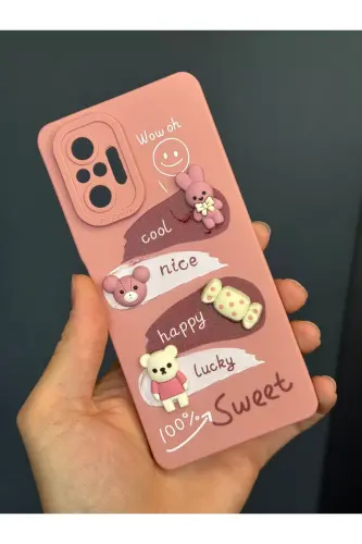 Redmi Note 10 Pro Kılıf Tasarımlı Desenli Kamera Korumalı Tavşan Pembe Yumuşak Silikon Kapak-Cute Sweet - 3