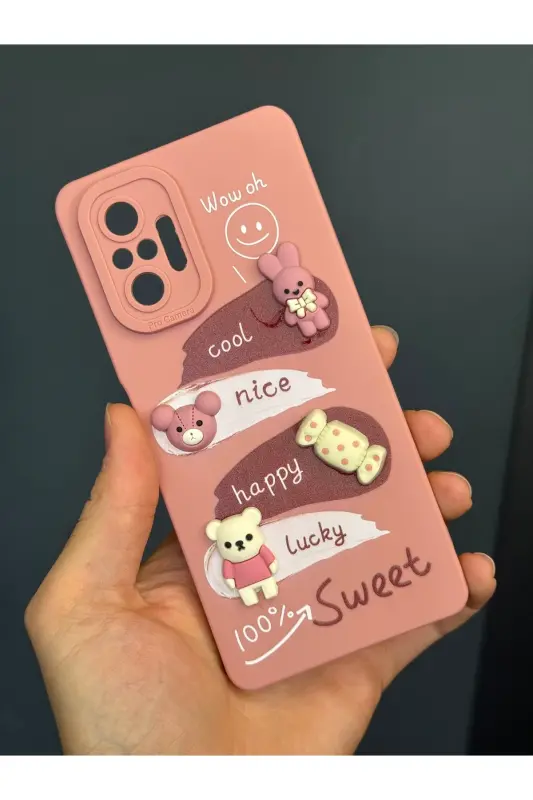 Redmi Note 10 Pro Kılıf Tasarımlı Desenli Kamera Korumalı Tavşan Pembe Yumuşak Silikon Kapak-Cute Sweet - 3