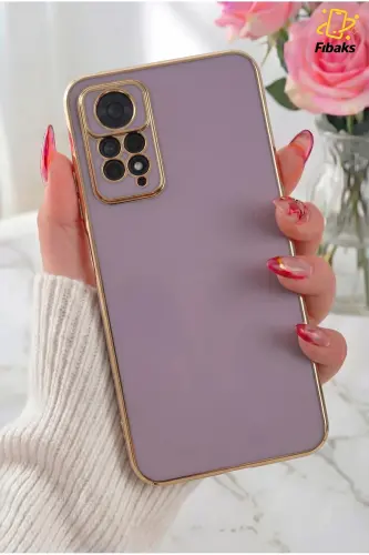 Redmi Note 11 Pro & 12 Pro 4g Case Shiny Edged Gold Embroidered Camera Protected Cover-Purple - 6