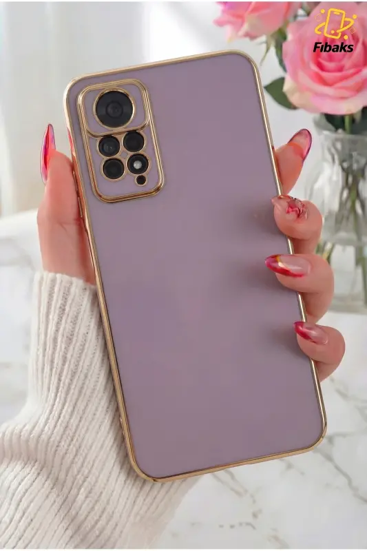 Redmi Note 11 Pro & 12 Pro 4g Case Shiny Edged Gold Embroidered Camera Protected Cover-Purple - 6
