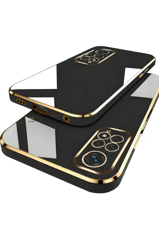 Redmi Note 11 Pro & 12 Pro 4g Case Shiny Edged Gold Embroidered Camera Protective Cover-Black - 2