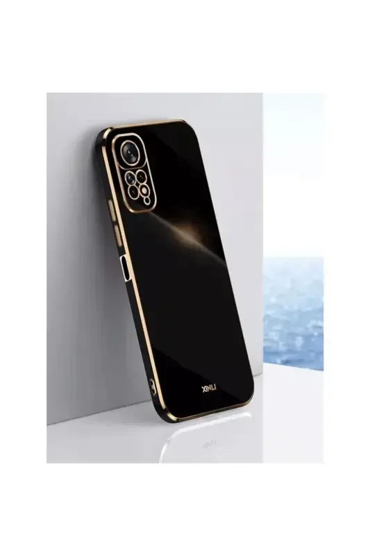 Redmi Note 11 Pro & 12 Pro 4g Case Shiny Edged Gold Embroidered Camera Protective Cover-Black - 4