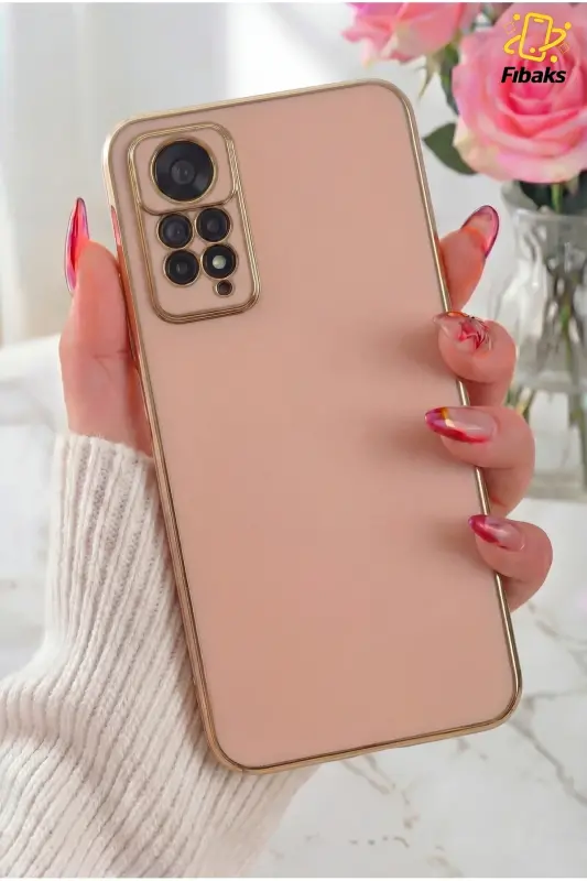 Redmi Note 11 Pro & 12 Pro 4g G‘ilofi Yaltiroq Qirrali Oltin Ishlangan Kamera Himoyali Qopqoq-Rose Gold - 6