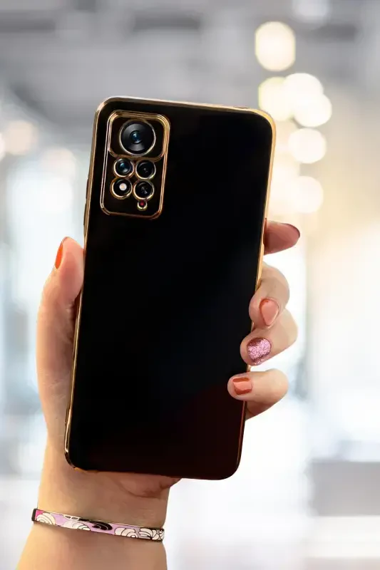 Redmi Note 11 Pro & 12 Pro 4g G‘ilofi Yaltiroq Qirrali Oltin Naqshli Kamera Himoyali G‘ilof-Qora - FIBAKS