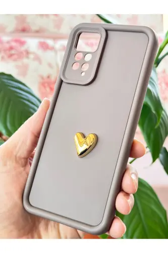 Redmi Note 11 Pro/12 Pro 4G Kılıf 3D Kalp Tasarımlı Kahverengi Desenli Kamera Korumalı Kapak - Kalp Kahve - 6