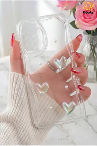 Redmi Note 11 Pro/12 Pro 4G Kılıf 3D Kalpli İnci Tasarımlı Desenli Kamera Korumalı Silikon Kapak-Desi Mina 