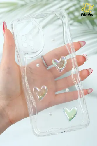 Redmi Note 11 Pro/12 Pro 4G Kılıf 3D Kalpli İnci Tasarımlı Desenli Kamera Korumalı Silikon Kapak - Desi Mina - 2