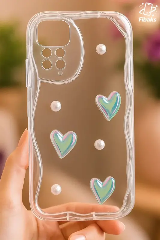 Redmi Note 11 Pro/12 Pro 4G Kılıf 3D Kalpli İnci Tasarımlı Desenli Kamera Korumalı Silikon Kapak - Desi Mina - 3