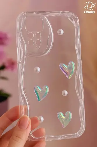 Redmi Note 11 Pro/12 Pro 4G Kılıf 3D Kalpli İnci Tasarımlı Desenli Kamera Korumalı Silikon Kapak - Desi Mina - 4