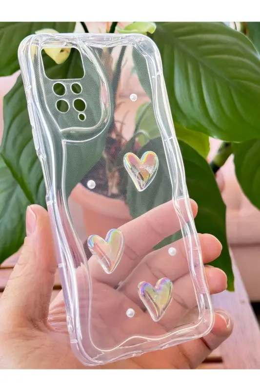 Redmi Note 11 Pro/12 Pro 4G Kılıf 3D Kalpli İnci Tasarımlı Desenli Kamera Korumalı Silikon Kapak-Desi Mina - 6