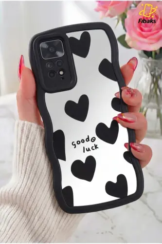 Redmi Note 11 Pro/12 Pro 4G Kılıf Aynalı Kalp Desenli Yumuşak-Kalp Ayna 