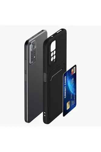 Redmi Note 11 Pro/12 Pro 4G Kılıf Kamera Korumalı Arkası Kartlıklı Cüzdanlı Kırmızı Tuşlu Siyah - Spike - 5