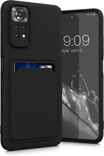 Redmi Note 11 Pro/12 Pro 4G Kılıf Kamera Korumalı Arkası Kartlıklı Cüzdanlı Kırmızı Tuşlu Siyah-Spike - 2