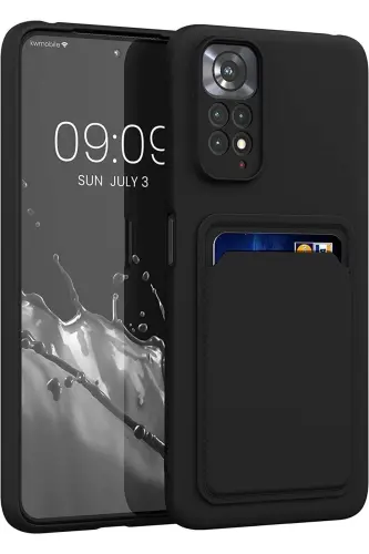 Redmi Note 11 Pro/12 Pro 4G Kılıf Kamera Korumalı Arkası Kartlıklı Cüzdanlı Kırmızı Tuşlu Siyah-Spike - 3