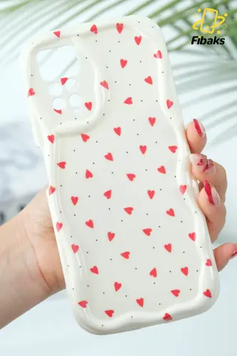Redmi Note 11 Pro/12 Pro 4G Kılıf Kamera Korumalı Dalga Kenarlı Kırmızı Kalp Desenli Silikon Kapak - Cici Kırmızı - FIBAKS (1)