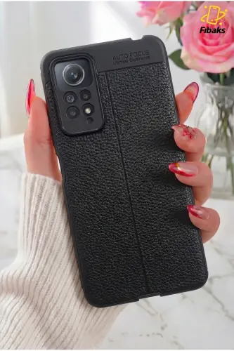 Redmi Note 11 Pro/12 Pro 4G Kılıf Kamera Korumalı Deri Görünümlü Dikiş Desenli Kılıf-Rug 