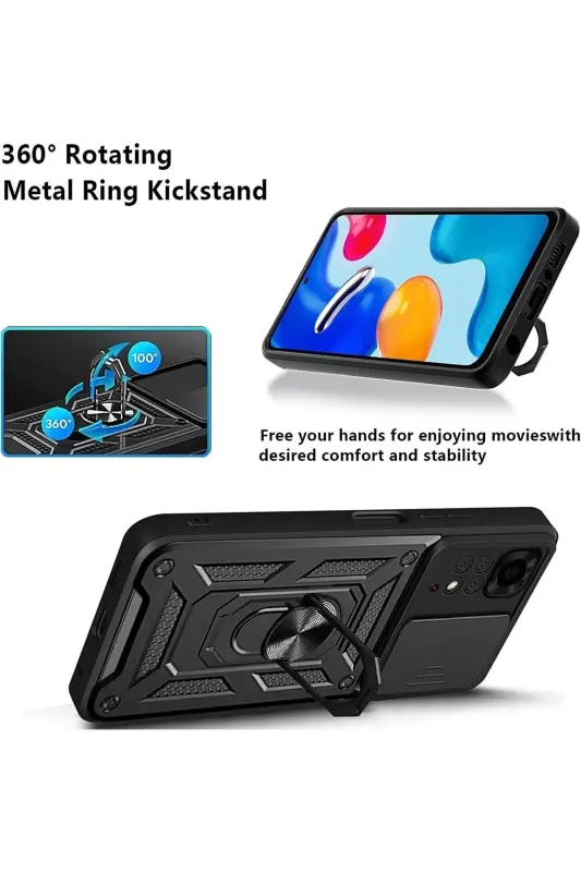 Redmi Note 11 Pro/12 Pro 4G Kılıf Kamera Korumalı Sürgülü Yüzüklü Armor Military Tank - Raptor - 3
