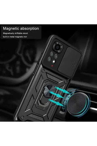 Redmi Note 11 Pro/12 Pro 4G Kılıf Kamera Korumalı Sürgülü Yüzüklü Armor Military Tank - Raptor - 4