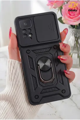 Redmi Note 11 Pro/12 Pro 4G Kılıf Kamera Korumalı Sürgülü Yüzüklü Armor Military Tank - Raptor 