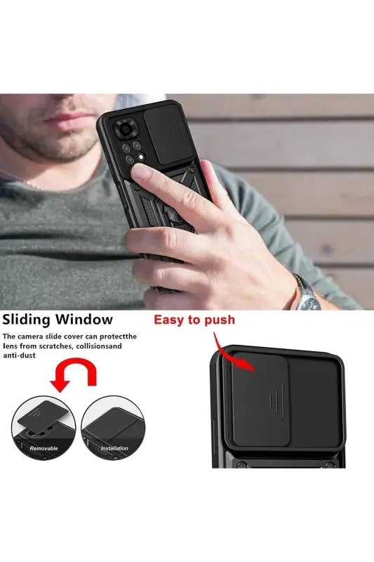 Redmi Note 11 Pro/12 Pro 4G Kılıf Kamera Korumalı Sürgülü Yüzüklü Armor Military Tank-Raptor - 5