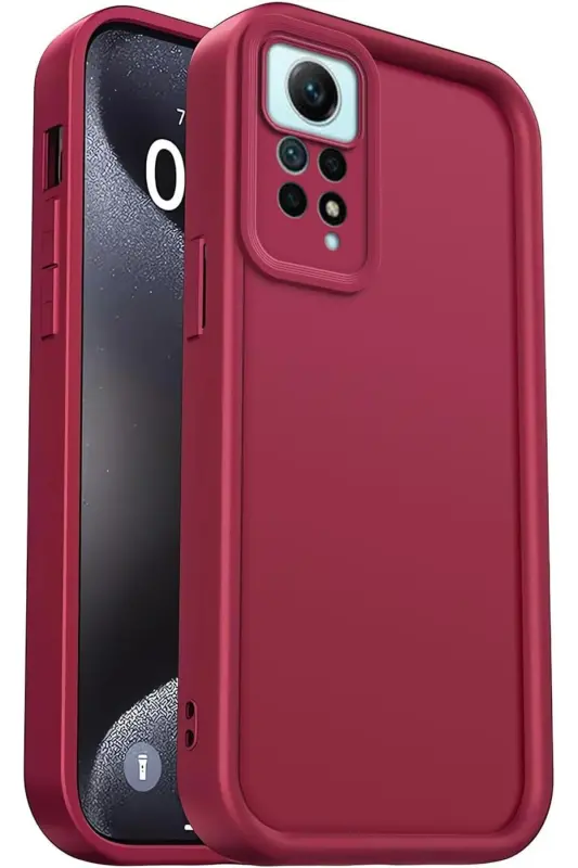 Redmi Note 11 Pro/12 Pro 4G Kılıf Kamera Korumalı Yumuşak Dokulu Darbe Emici Bordo Silikon Kapak - Tombik Bordo - 2