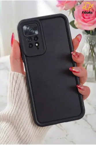 Redmi Note 11 Pro/12 Pro 4G Kılıf Kamera Korumalı Yumuşak Dokulu Darbe Emici Silikon Kapak-Tombik Siyah 