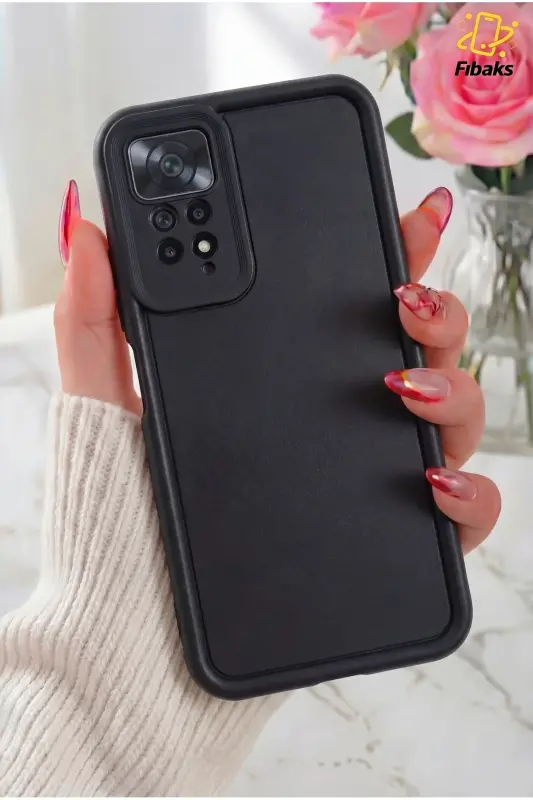 Redmi Note 11 Pro/12 Pro 4G Kılıf Kamera Korumalı Yumuşak Dokulu Darbe Emici Silikon Kapak-Tombik Siyah - 1