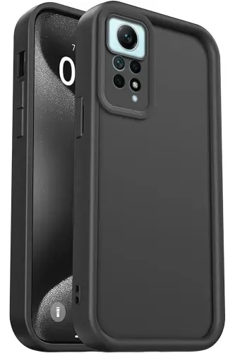 Redmi Note 11 Pro/12 Pro 4G Kılıf Kamera Korumalı Yumuşak Dokulu Darbe Emici Silikon Kapak-Tombik Siyah - 2